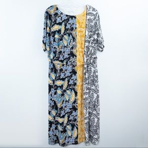 London Times Woman Mustard Patterned Dress 1X